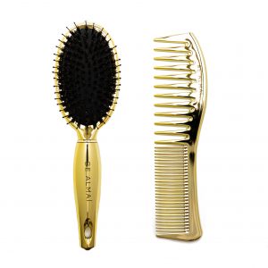 BE ALMAI Gold Detangling & Dress Out Brush & Comb Duo
